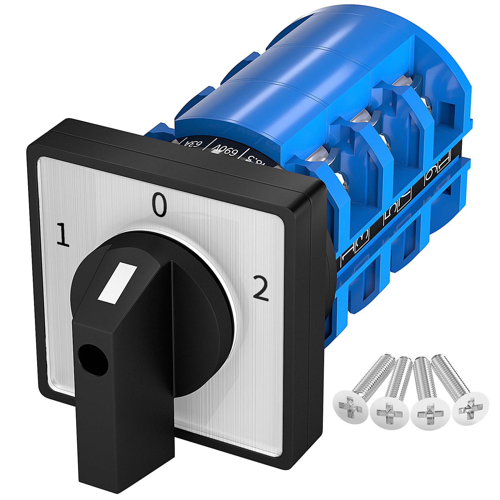 Rotary Switch 3 Position Selector Switch 12 Terminals 63A 690V AC ON/Off/ON Changeover Switch Latching Universal Switch Selector