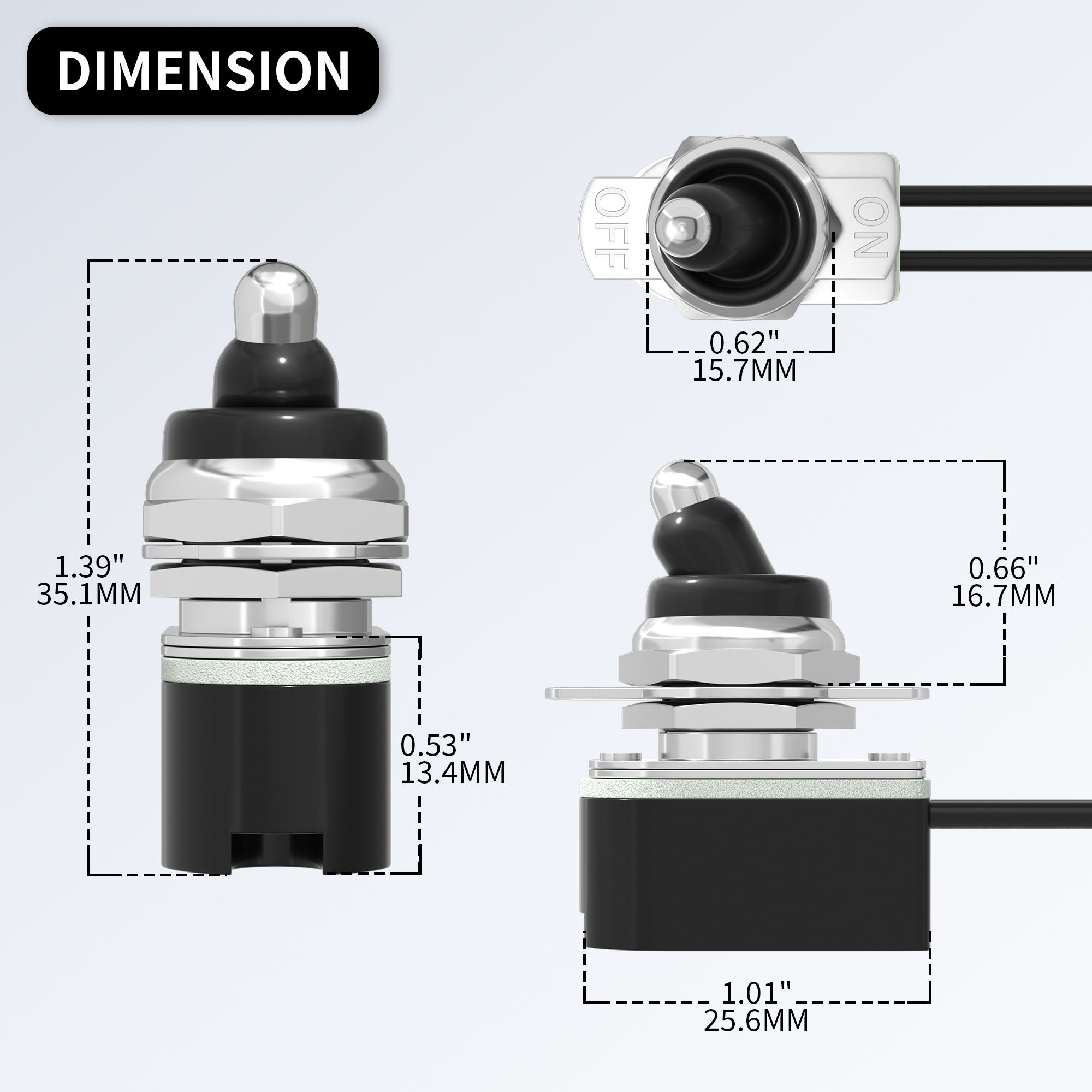 Heavy Duty On Off Toggle Switch 250V Waterproof SPST Toggle Switches With Wire Leads and Cover for Electrical Marine Boat Car