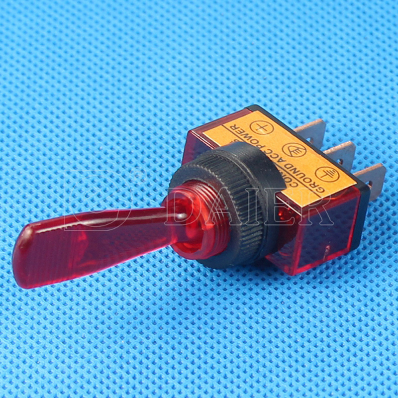 SPST 3Pins Toggle Switch with LED ON-OFF Long Handle 20A 12VDC/24VDC Auto Toggle Switches Universal Customized