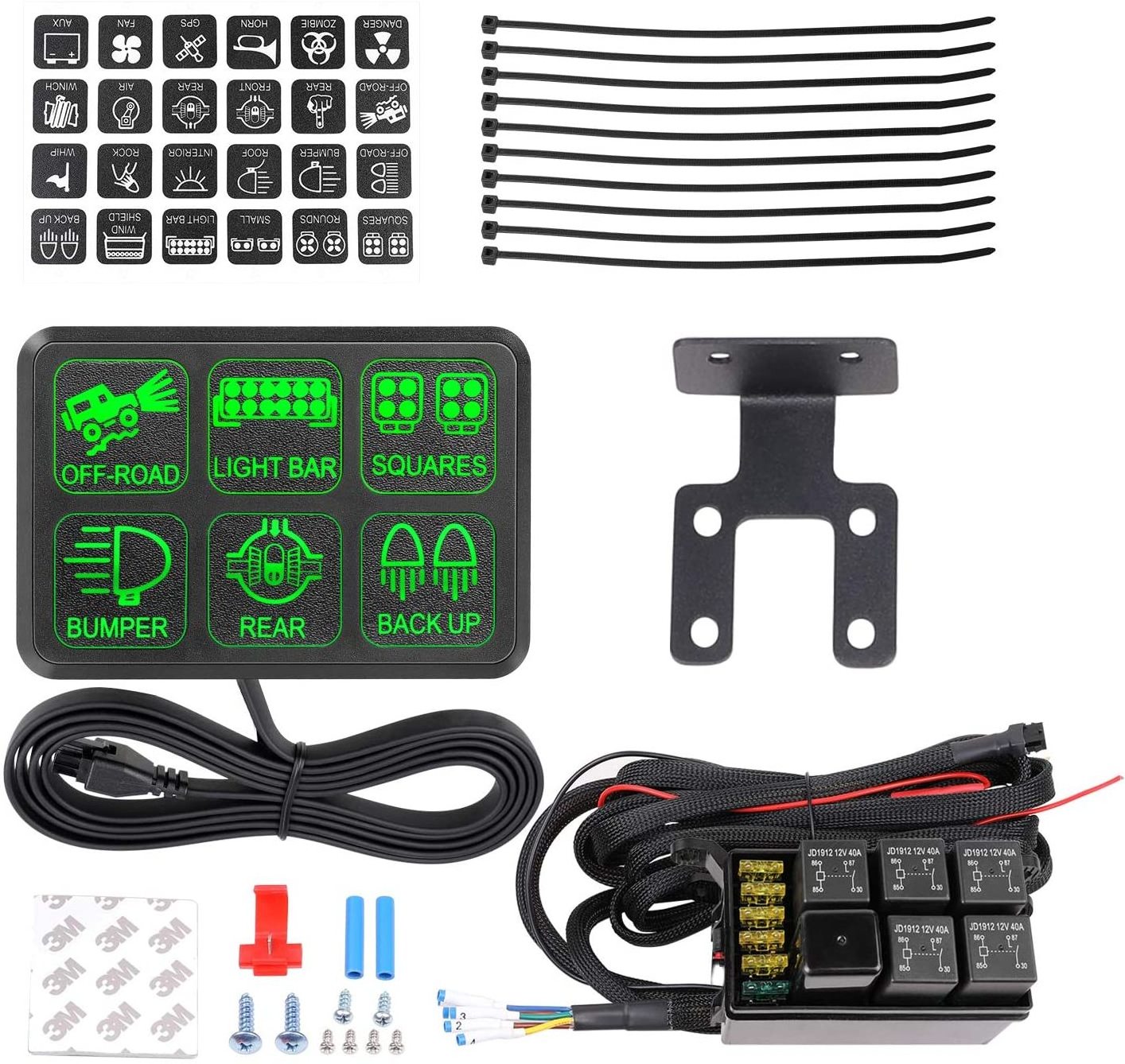 6 Gang Switch Panel Electronic Relay System Circuit Control Box Car Switch Panel 12V Switch Panel for Car Boat Marine