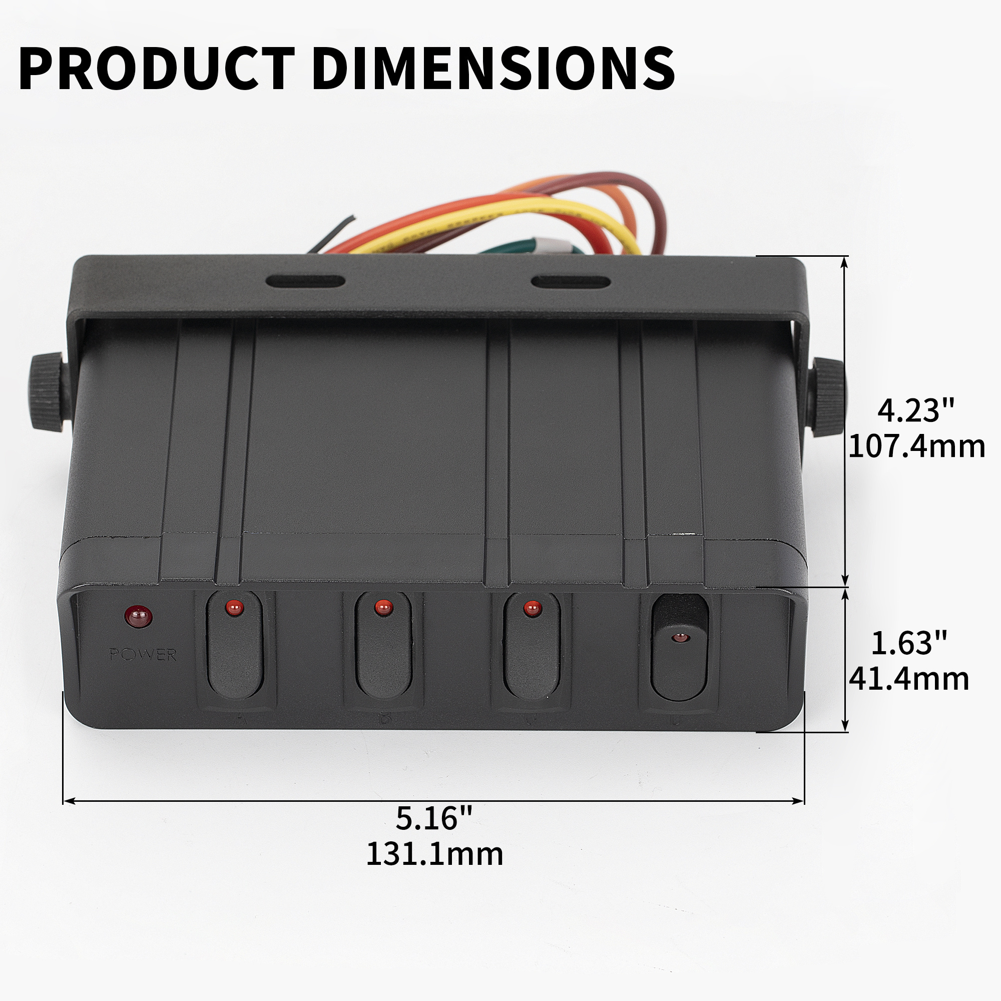 4 Gang Marine Rocker Switch Panel Control Box 40A 12V Emergency LED Lights Toggle Switch Panel For Boat Campers Auto