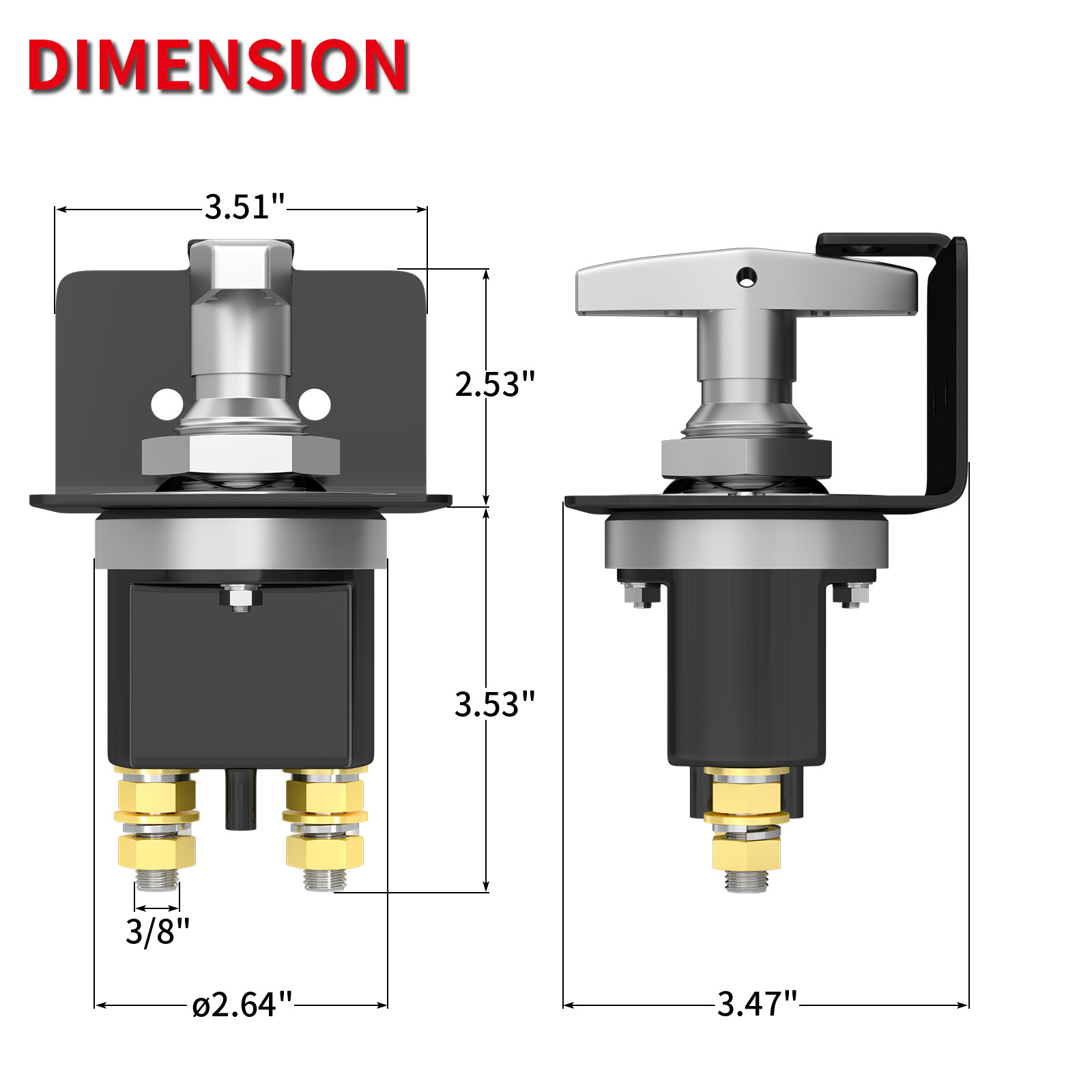 Waterproof Heavy Duty Fixed Handle Automatic Marine Car Battery Disconnect Switch Of 12V For Auto RV Boat Truck