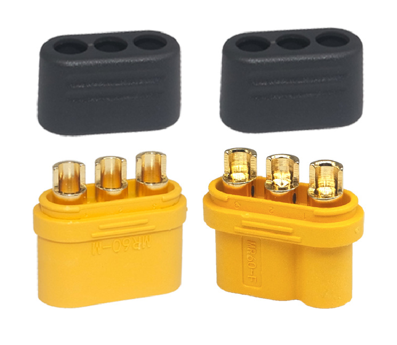 MR60PB Male Female Miniature Power Connector Three Hole Golden Plug 20A 40A DC 500V Lipo Battery Amass MR60 Connector 3pin PCB