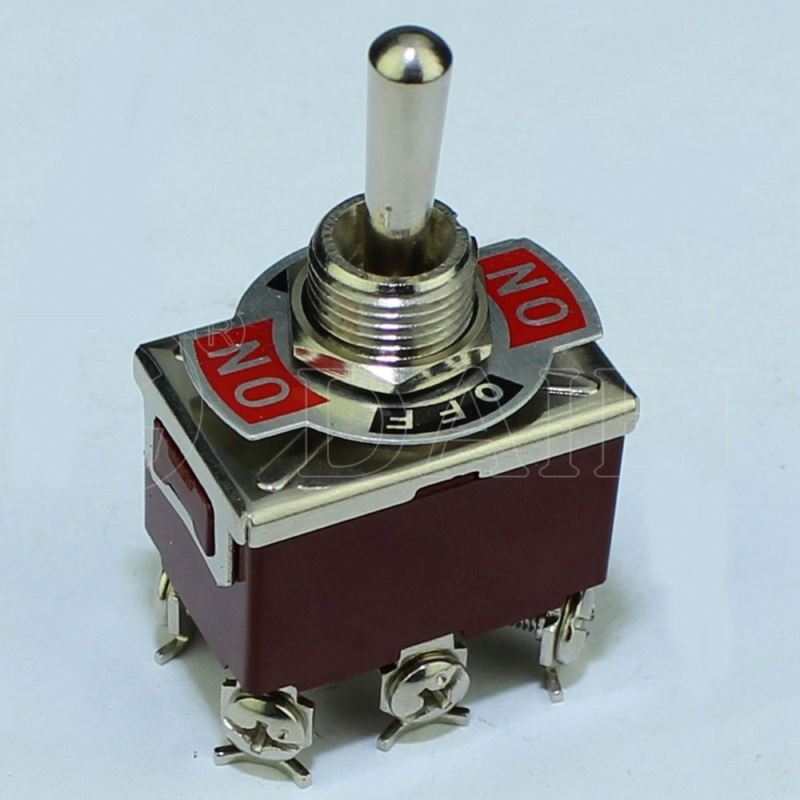 KN3C-223 15A 12MM 6P (ON)-OFF-(ON) Reset DPDT Momentary Toggle Switch