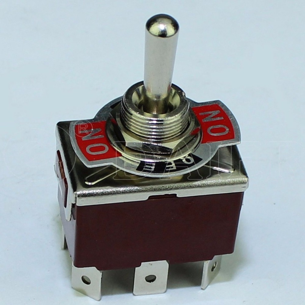 KN3C-223P 15A 250V (ON) OFF (ON) Spring Return 6P DPDT Toggle Switch