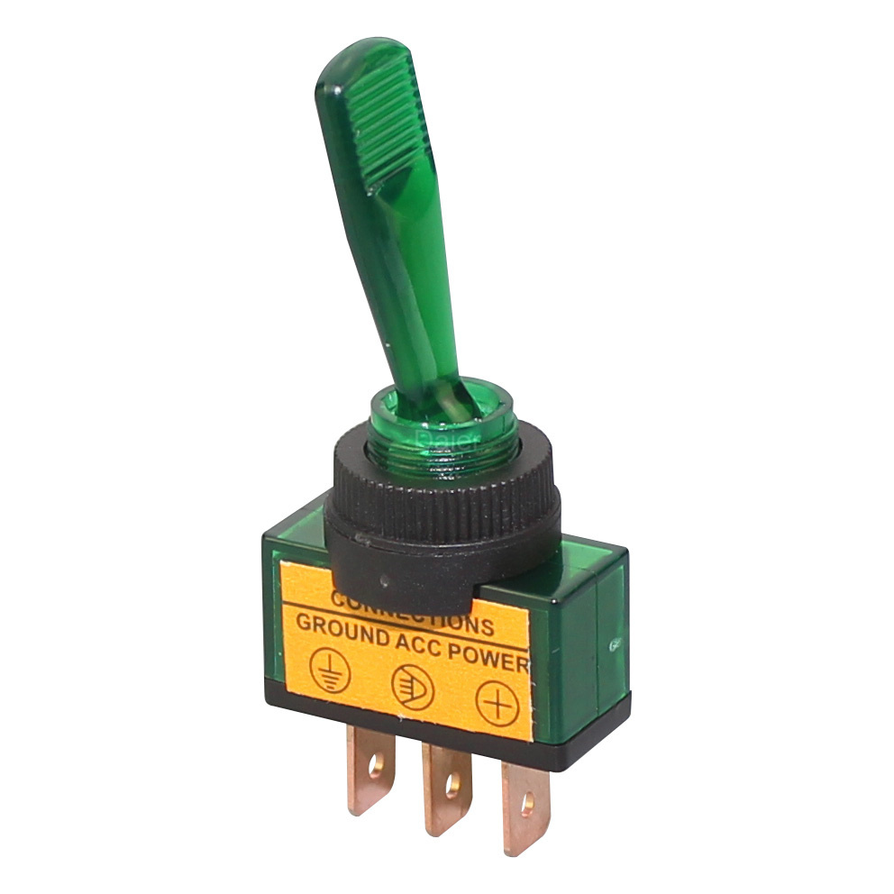 SPST 3Pins Toggle Switch with LED ON-OFF Long Handle 20A 12VDC/24VDC Auto Toggle Switches Universal Customized