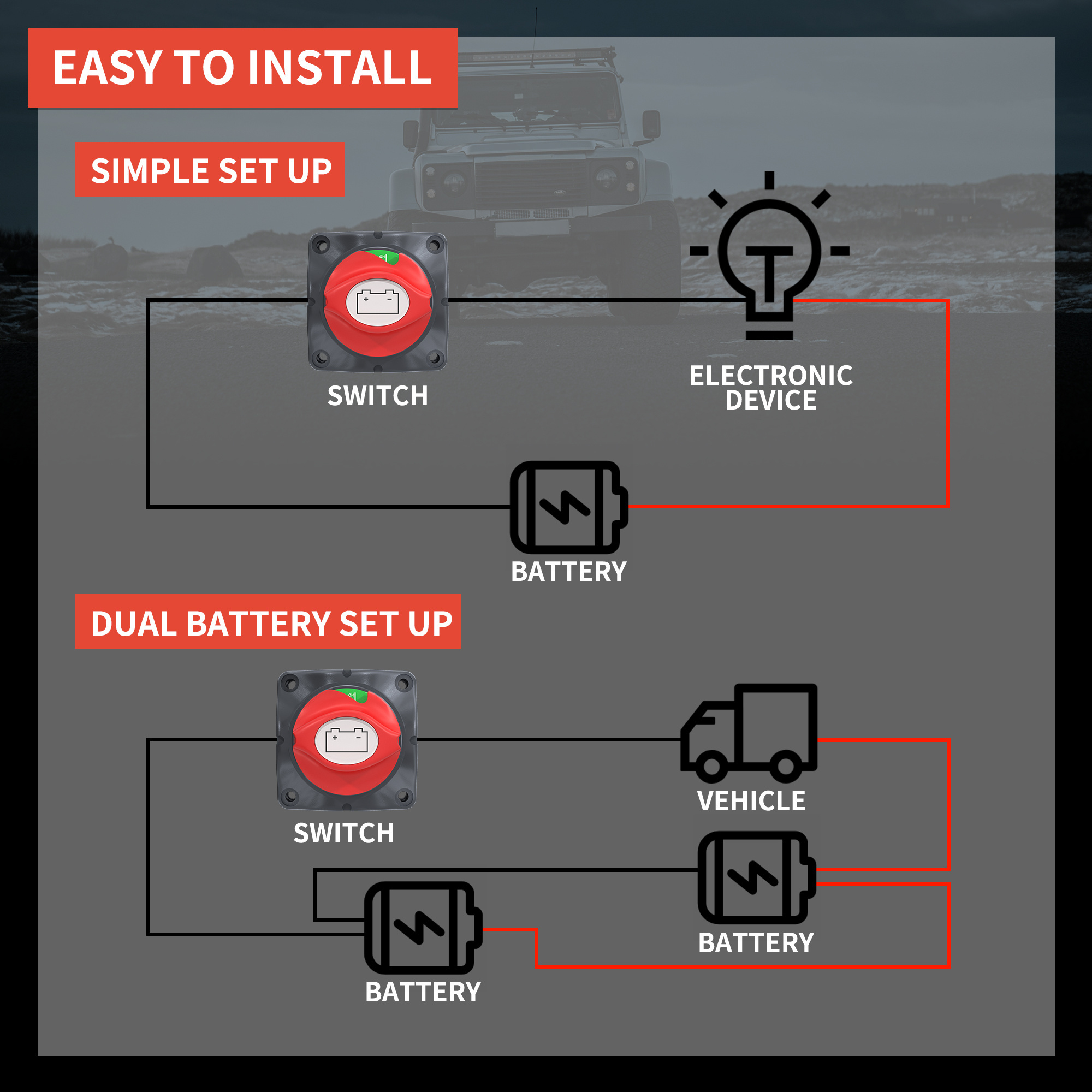 275A 2V-48V  Waterproof Cut Off Battery Isolator Switch Marine ON-OFF Stud  2*M10 Battery Disconnect Switch For Boat RV Auto RV