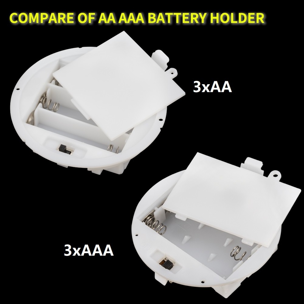 Plastic Housing Panel Mount Round Battery Holder White 3 AA Battery Holder Case with ON OFF Switch And Cover