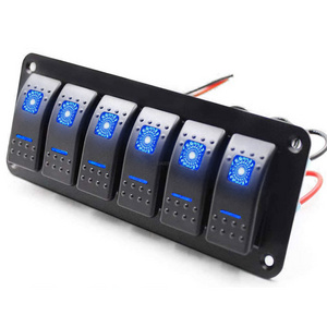 DaierTek 12V Switch Panel Marine On Off Led Marine Rocker Switch Panel 6 Gang Waterproof Aluminum Switch Panel Boat for Car Boat