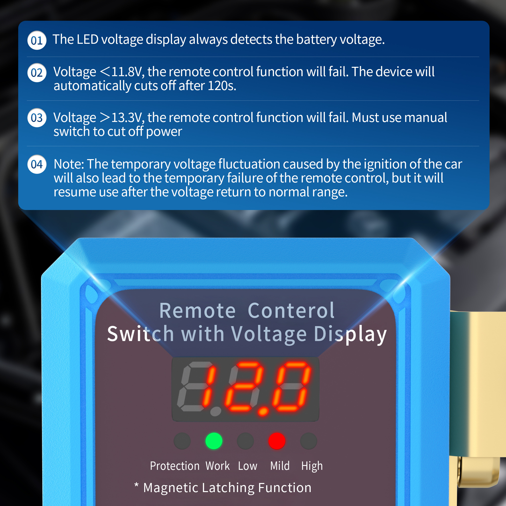 240A Remote Control Battery Disconnect Switch Voltage Display Isolator Auto Battery Disconnect Cut Switch for Car Truck Boat