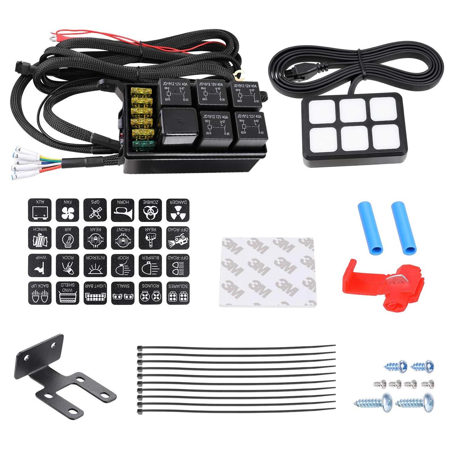 12V 6 Gang Switch Panel ON OFF Circuit Control Box Marine Switch Pod Light Touch Switch Box For Car Boat Truck