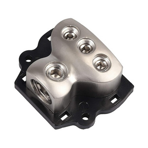 1x 0 Gauge in / 3X 4 Gauge Out Amp Power Distribution Ground Distributor Connecting Block 3 Way Power Distribution Block for Car