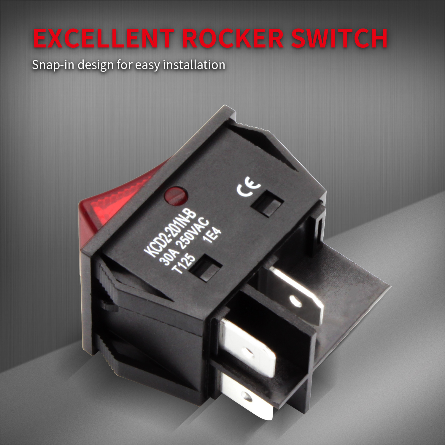 DaierTek ON Off Heavy Duty T125 30A 250V KCD2 KCD4 Rocker Switch DPST 4 Pin Red/Green Lighted Rocker Switch