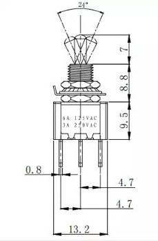 Daiertek Mini 3 Pin 6A 125VAC 3A 250VAC Toggle Switch With Short Handle ON-OFF-ON 3 Way Nice 3 Position Metal Toggle Switches