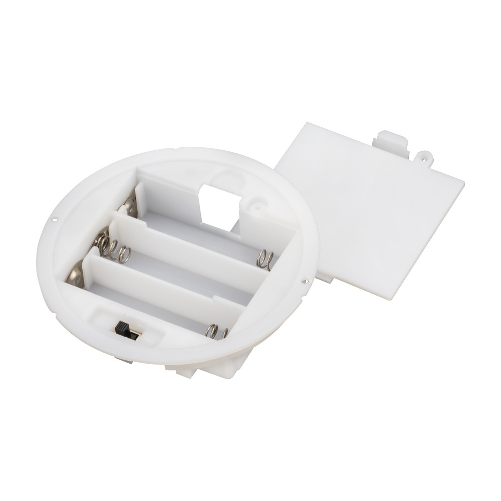 Plastic Housing Panel Mount Round Battery Holder White 3 AA Battery Holder Case with ON OFF Switch And Cover