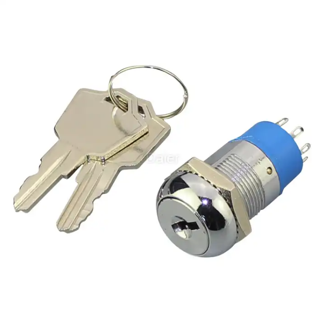 19MM Metal Rotary Key Switch 2 Position ON ON Momentary Automatic Door Key Switch Electric Key Pulled On 1 Position