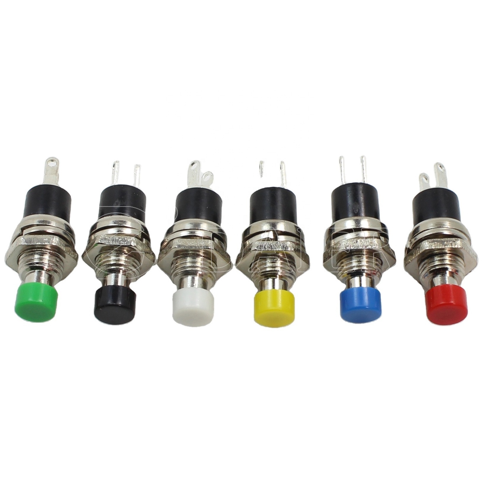 Multiple Colors 7MM MINI Round Push Button Switch Red SPST ON-(OFF) Plastic Push Button 2 Pin 0.5A 250VAC For Guitar Effect