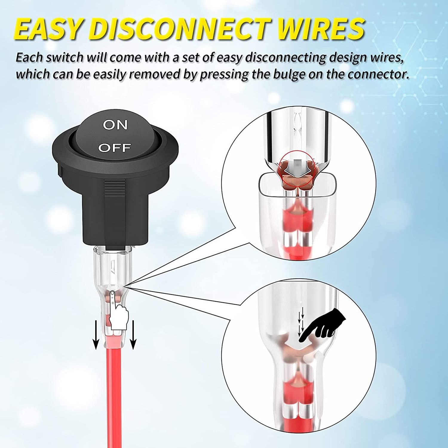 Round Rocker Switch 12V ON Off Switch 12 Volt DC Circle Toggle Switch 2 Pin SPST 6A/250V 10A/125V AC 20MM Mini Rocker Switch