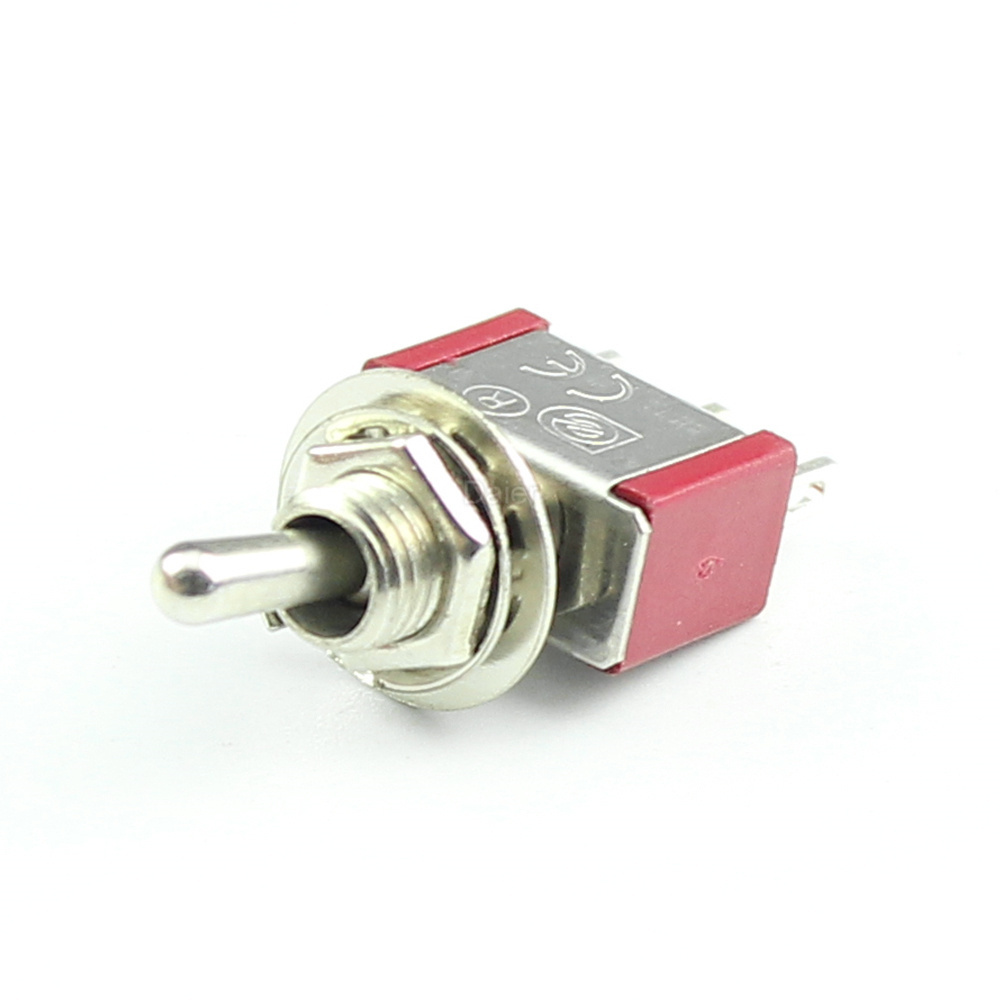 Daiertek Mini 3 Pin 6A 125VAC 3A 250VAC Toggle Switch With Short Handle ON-OFF-ON 3 Way Nice 3 Position Metal Toggle Switches