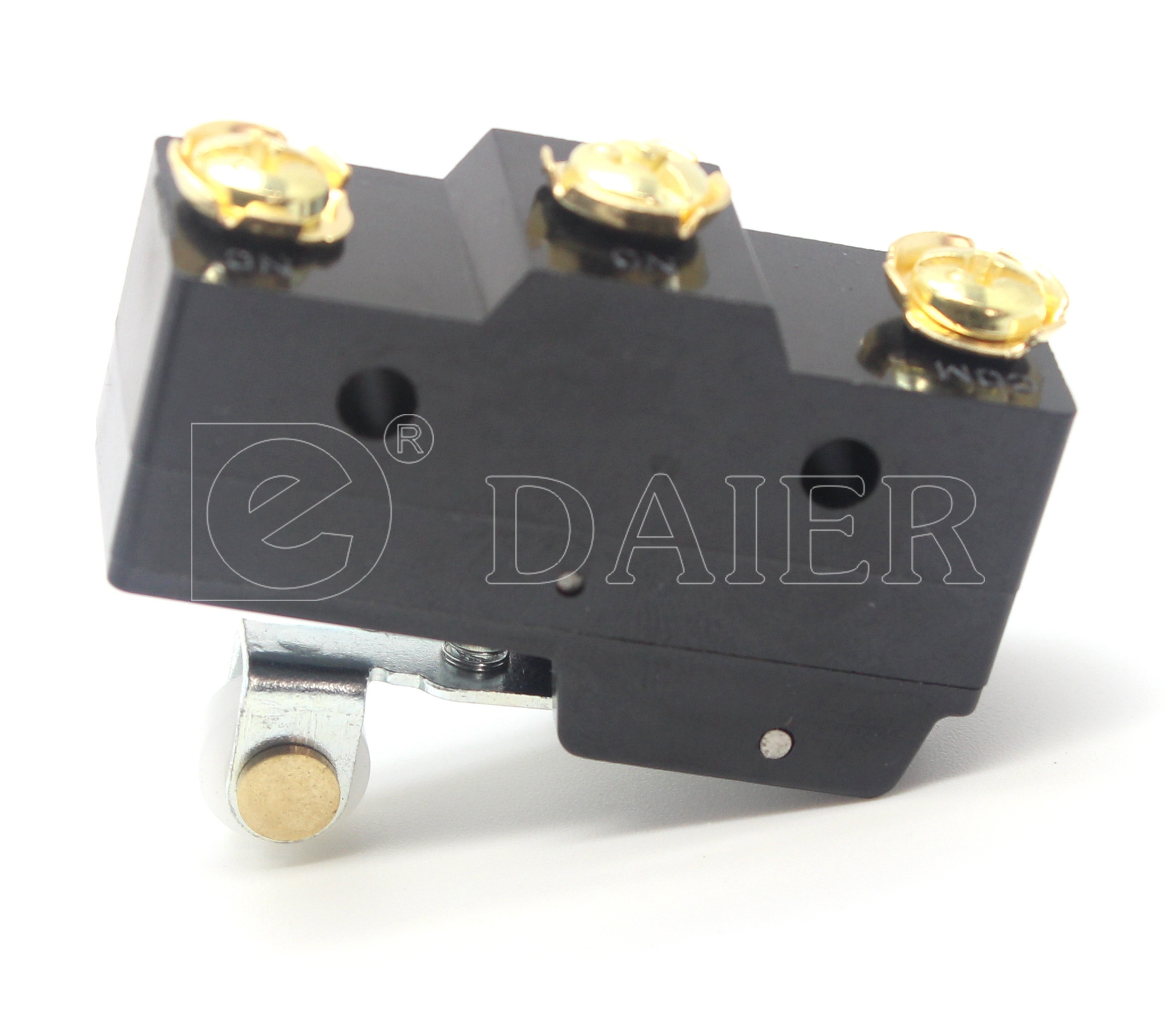 IP40 Short Roller Lever Automotive Micro Limit Switch 16A 125/250V Micro Switch Black With Screw Terminals