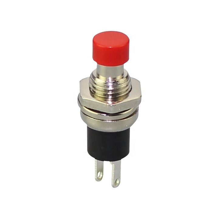 Multiple Colors 7MM MINI Round Push Button Switch Red SPST ON-(OFF) Plastic Push Button 2 Pin 0.5A 250VAC For Guitar Effect