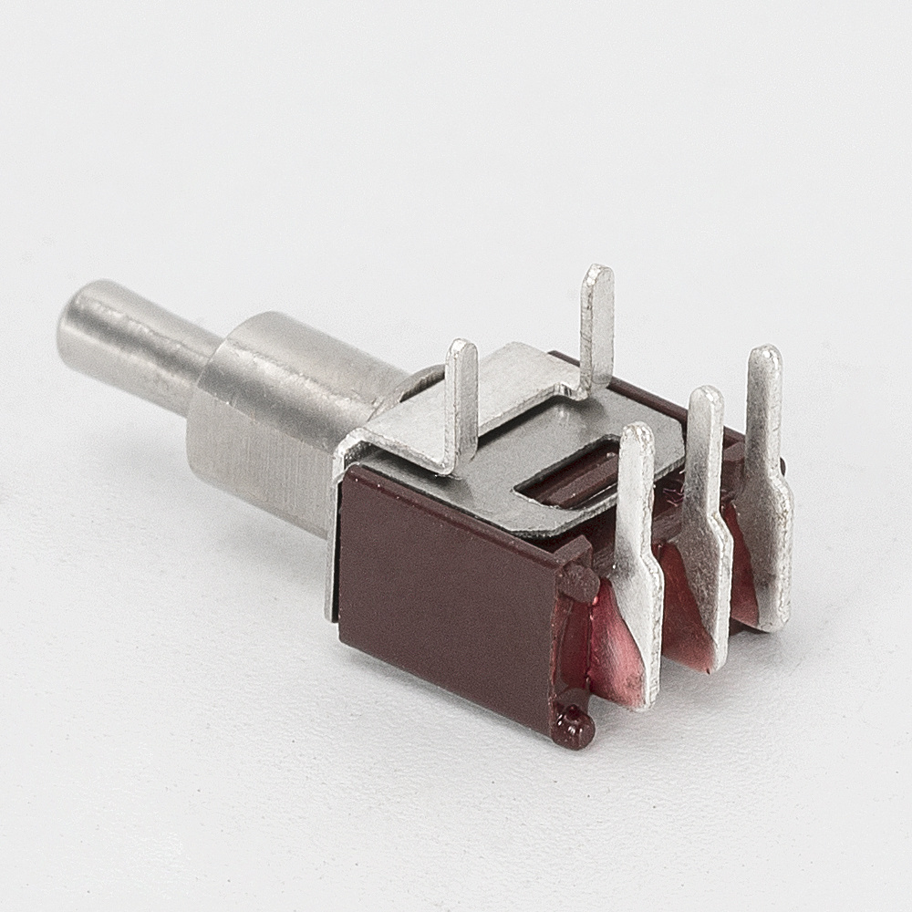 Mini Locking Toggle Switch Red Base Mini ON- OFF- ON Toggle Switches Right Angle Terminal Mini Toggle Switch With Flat Bushing