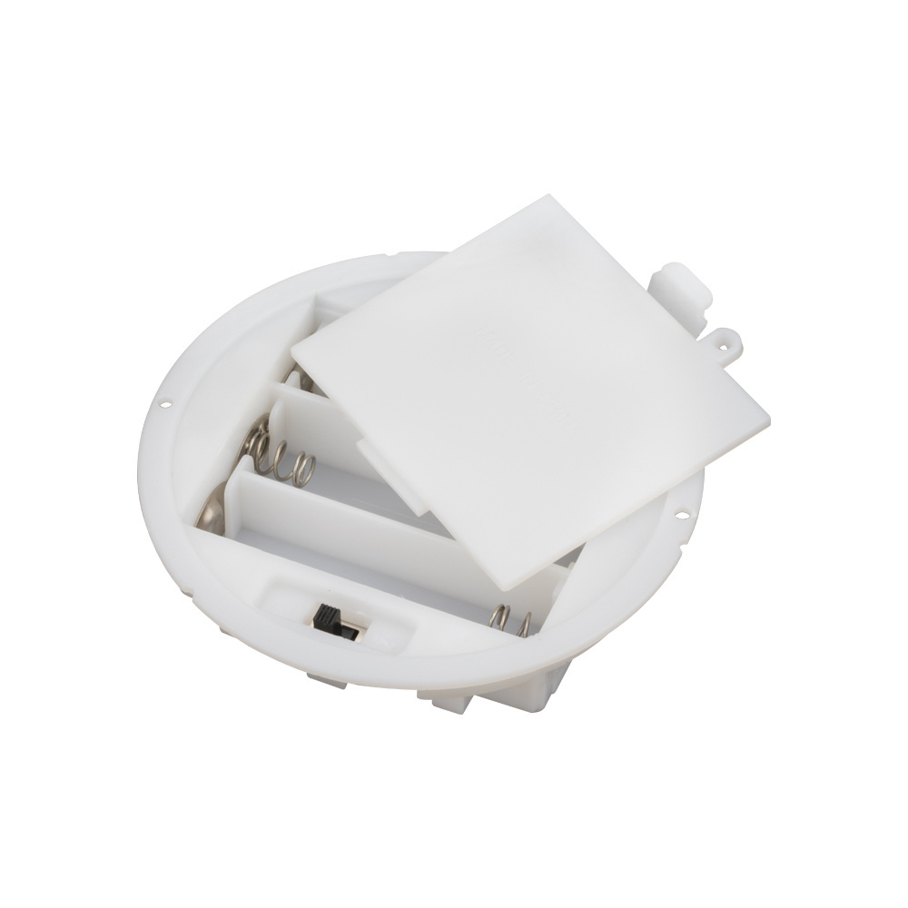 Plastic Housing Panel Mount Round Battery Holder White 3 AA Battery Holder Case with ON OFF Switch And Cover