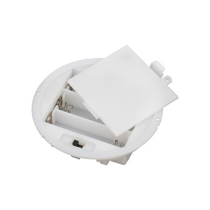 Plastic Housing Panel Mount Round Battery Holder White 3 AA Battery Holder Case with ON OFF Switch And Cover