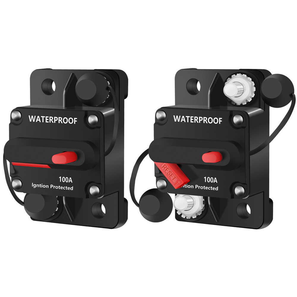 DaierTek Waterproof 12V-24V DC Circuit Breaker Switch 30A-300A Inline Audio Protective Switch for Car RV Boat