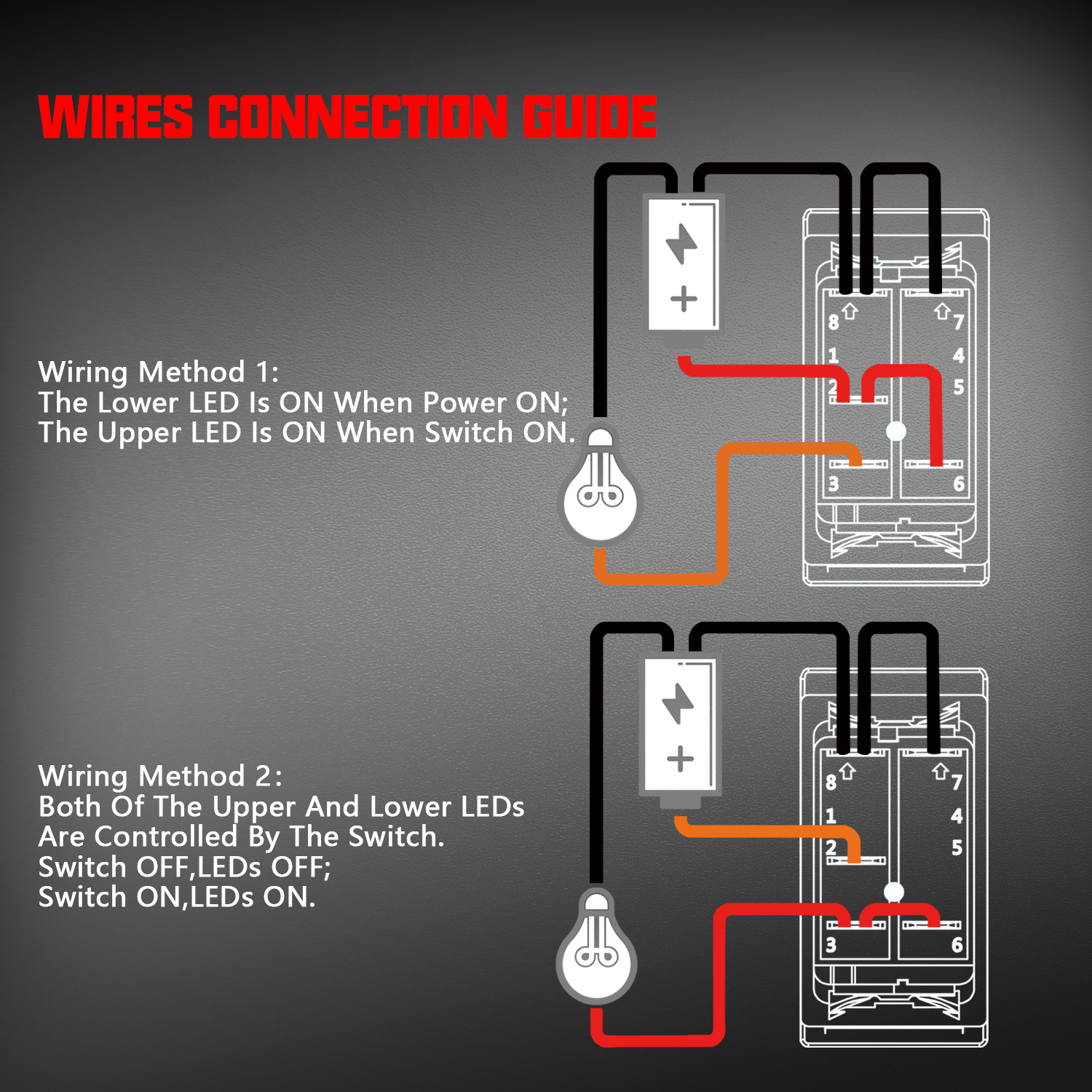 12V 5Pin SPST 2Positions Rocker Switch ON OFF Waterproof Marine Rocker Switch  With Dual LED Blue For Car Marine