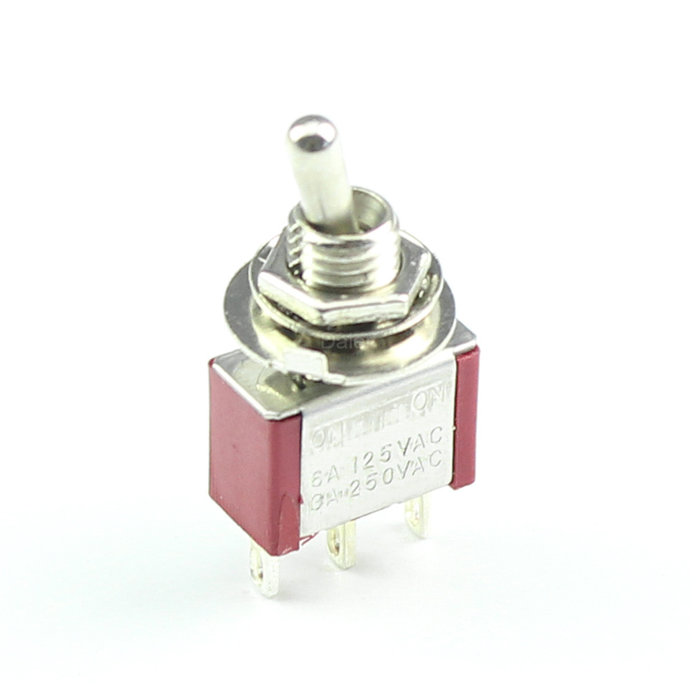 Daiertek Mini 3 Pin 6A 125VAC 3A 250VAC Toggle Switch With Short Handle ON-OFF-ON 3 Way Nice 3 Position Metal Toggle Switches