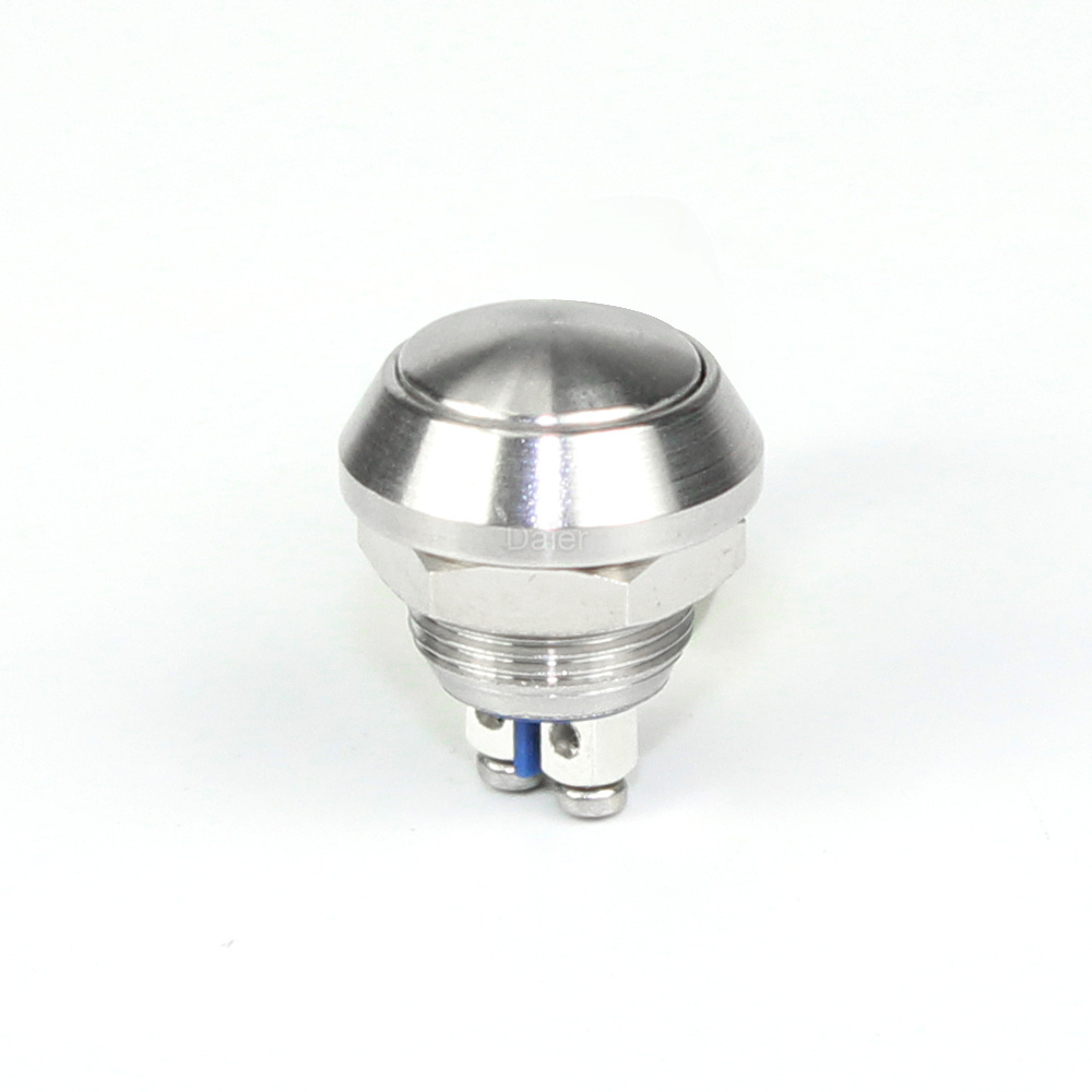 Daiertek 12MM Dome Button 2 Pin 2A SPST Momentary Metal Waterproof IP65 Push Button Switch With Screw Terminal