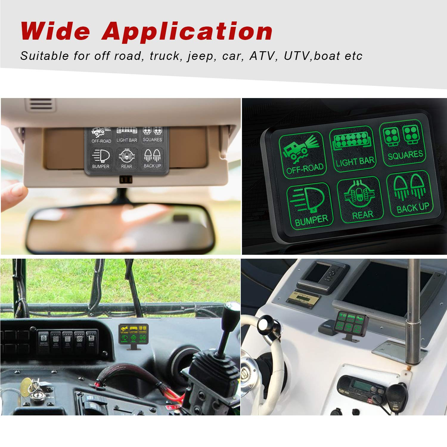 Universal Car Switch Panel Circuit Relay System 6 Gang Switch Panel Pod Light Touch Control Switch Box for Car Boat Truck