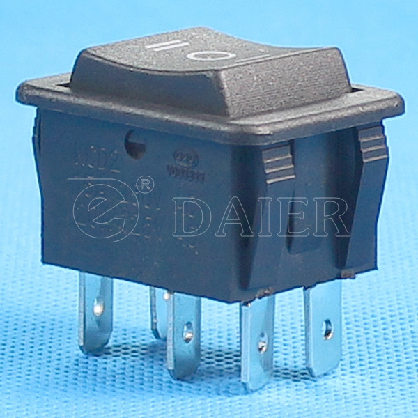 Black Shell Black Button Momentary Rocker Switch 3 Position 6 Pin Rocker Switch DPDT (ON)-OFF-(ON) Rocker Switches