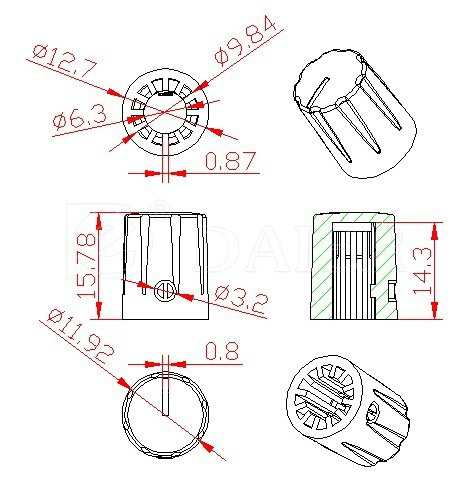 KN-1900H DAVIES 1900H Clone Guitar Control Knobs With Scalloped Edge Knobs For Potentiometer