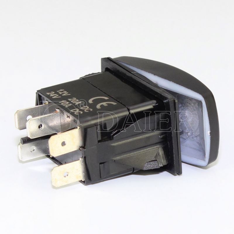 20A Customized Symbol 5 Pin ON-OFF Momentary Lighted Waterproof Rocker Auto Switch