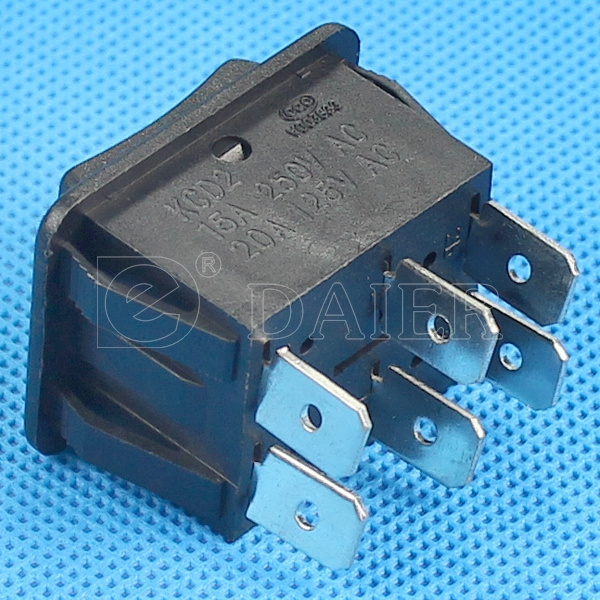 Black Shell Black Button Momentary Rocker Switch 3 Position 6 Pin Rocker Switch DPDT (ON)-OFF-(ON) Rocker Switches