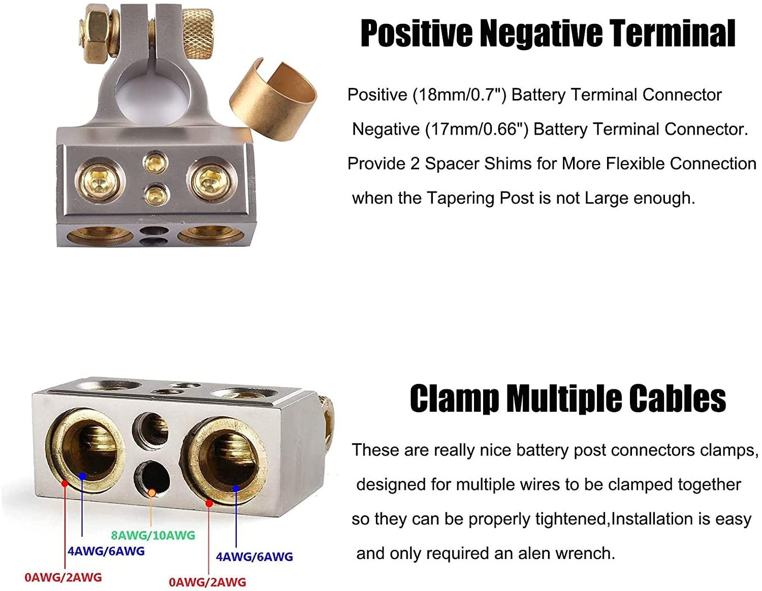 Battery Terminal Car Distribution Block 0/2/4/6/8 AWG Heavy Duty Auto  Audio Battery Terminals Connectors 12V Distribution Block