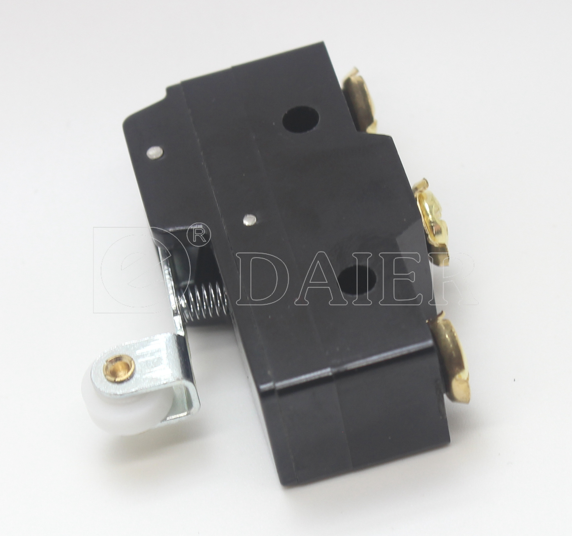 IP40 Short Roller Lever Automotive Micro Limit Switch 16A 125/250V Micro Switch Black With Screw Terminals