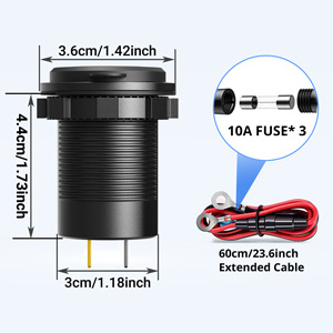 DS2013-P26 36W 12V PD USB C Dual USB Car Charger Socket PD Type C Fast Charger With LED Digital Voltmeter Compatible For Car