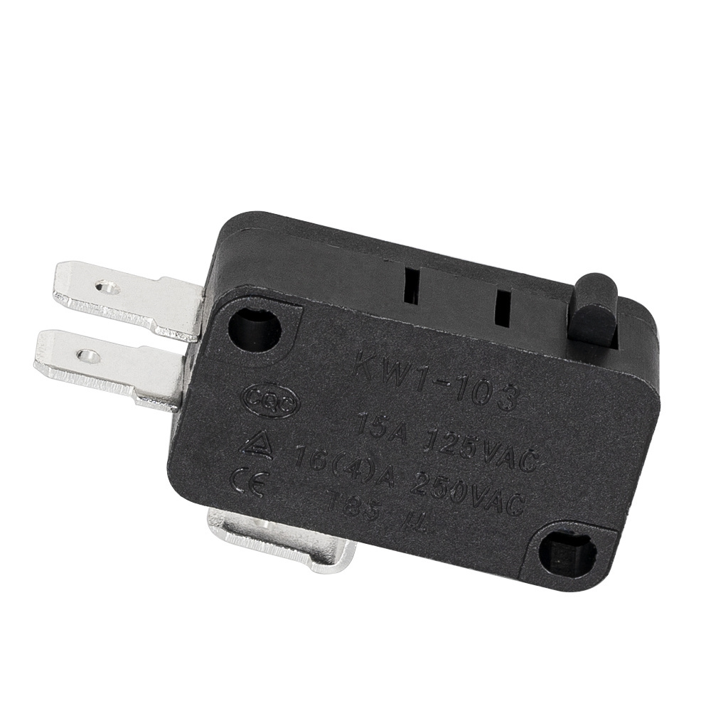 Daiertek 16A 250VAC 4.8*0.8mm Momentary SPDT Snap Action Black Body Micro Limit Switch with Hinge Roller Metal