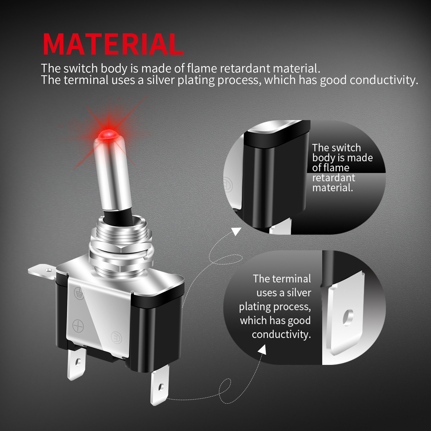 ASW-07D 20A 12VDC SPST 3 Pin ON-OFF 12v Led Toggle Switch