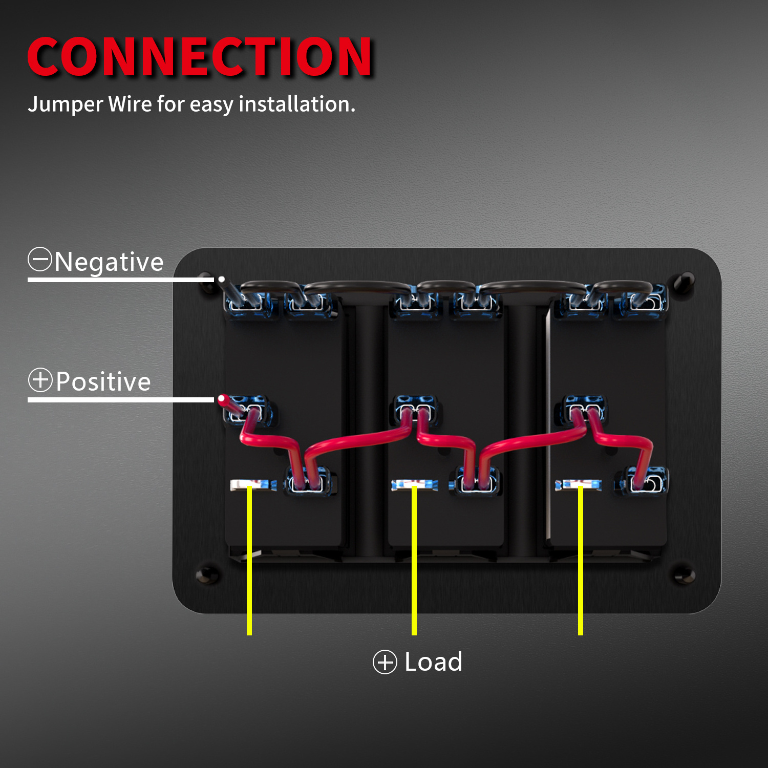 DaierTek PN-1813 Automotive Switch Panel 12V 3 Gang Waterproof Marine Switch Panel Pre-Wired for Car Truck Boat RV