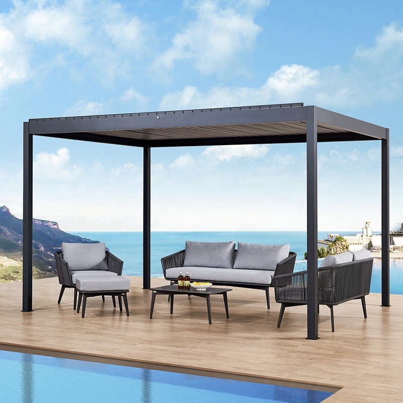 Motorized Waterproof Outdoor Aluminium Pergola Morden Gazebo With Adjustable Louvers Gazebos Pergolas And Gazebos Outdoor