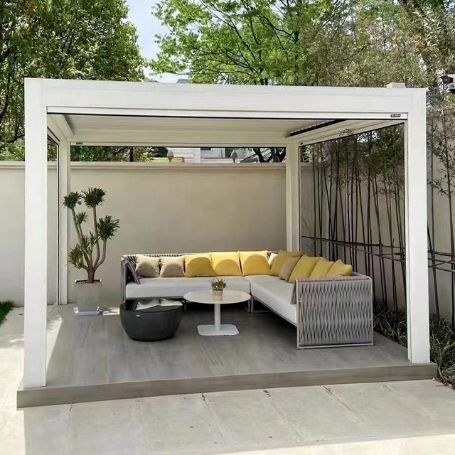 Outdoor Modern Automatic Gazebo Arbours Outdoor Aluminium Pergola For Sun Blinds Auvent Retractable Awning Canopy