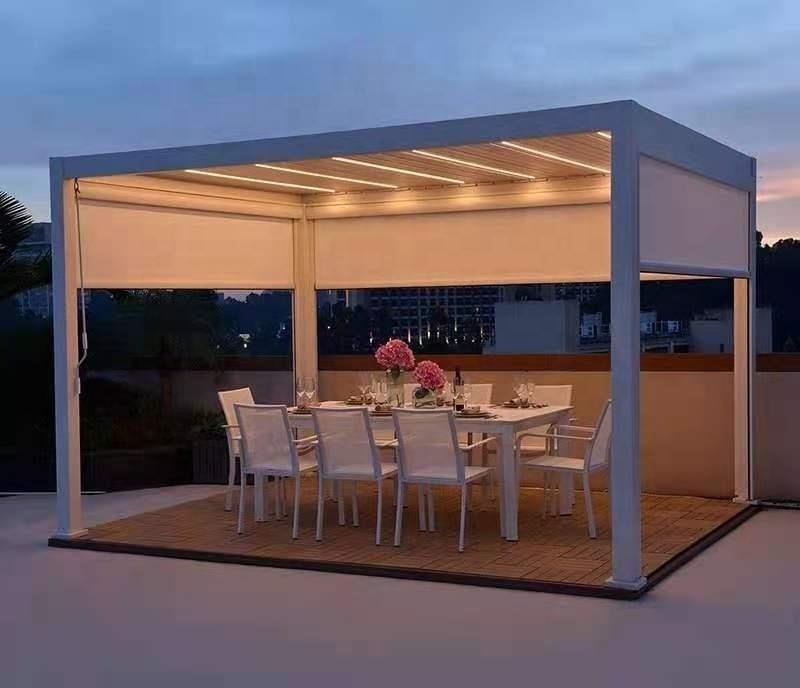 Outdoor Modern Automatic Gazebo Arbours Outdoor Aluminium Pergola For Sun Blinds Auvent Retractable Awning Canopy