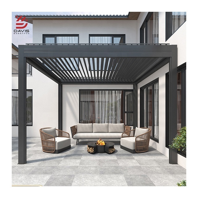 Outdoor Custom Gazebo Courtyard Villa Aluminum Alloy Electric Louver Gazebo Garden Outdoor Awning Sustainable