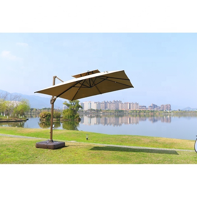 Wholesale aluminum 3m outdoor sunshade sun parasols patio cantilever umbrella garden beach pool umbrella with logo