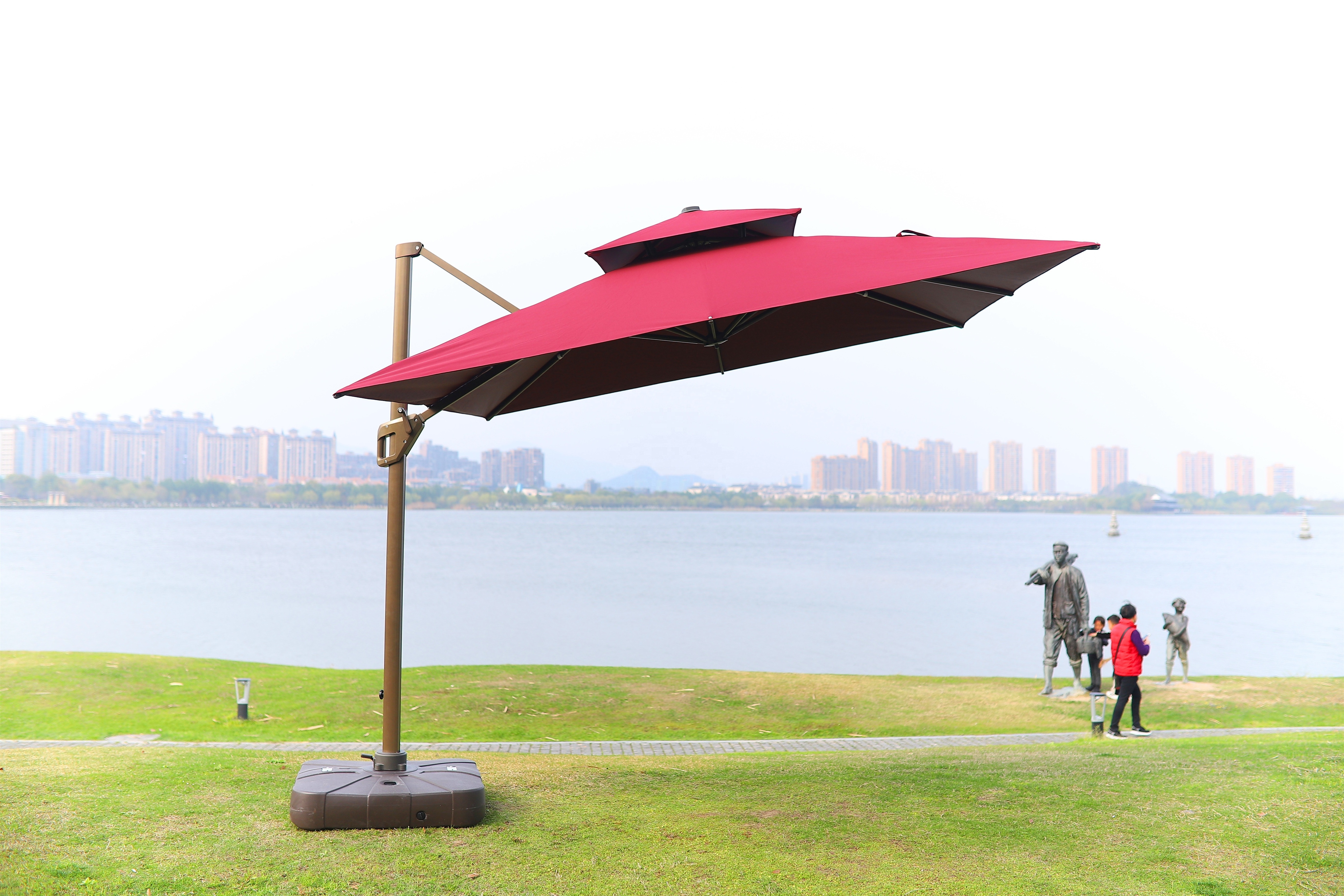 Aluminum Umbrella Parasol Patio Sun Umbrella Garden Outdoor UV Protective Terrace Cantilever Hang Umbrellas