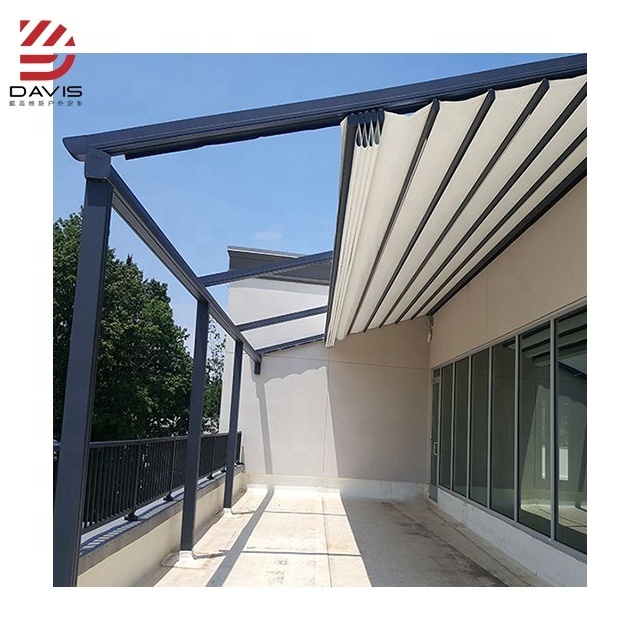 High Quality Outdoor Wholesale Patio PVC fabric Cover Gazebo Electric Roof Awning Motorized Waterproof Retractable Pergola